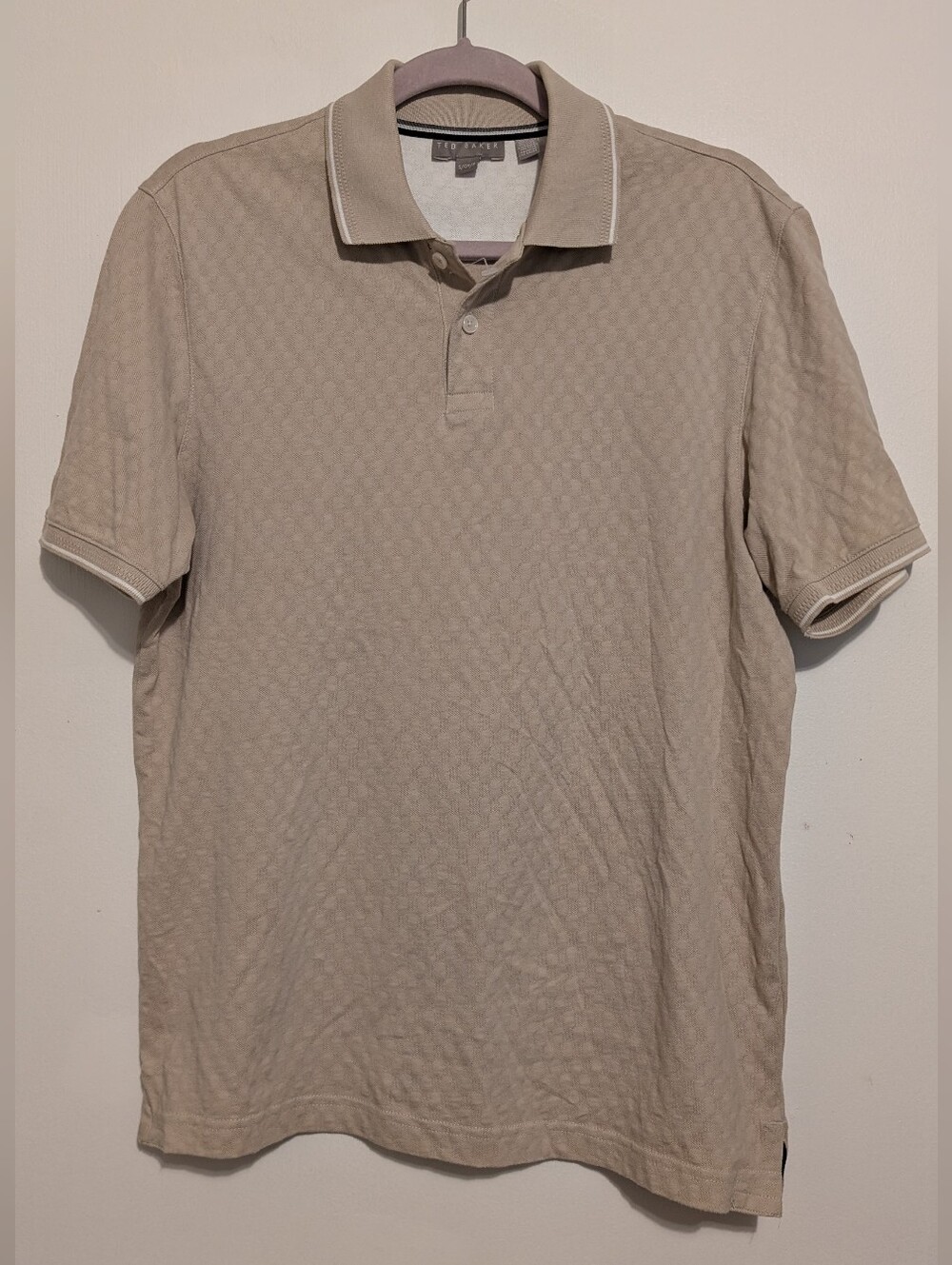 Ted Baker Light Beige Cotton Polo Men's Small New